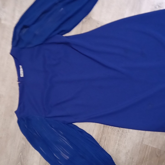 Eliza J. sheer voluminous bishop bubble sleeve pleated sheath dress party Small - Picture 10 of 16